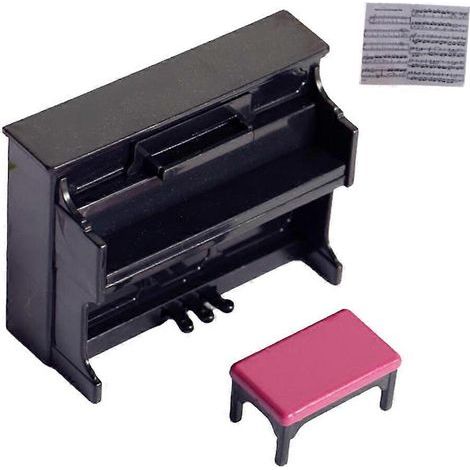 ensemble mini piano droit et tabouret de piano, accessoires de tournage pour mini-maison (1/2)