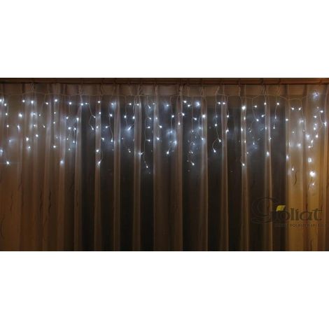 Weiße LED-Eiszapfen-Lichterkette, 100 Lichter, für den Außenbereich [K100 LED weiß]