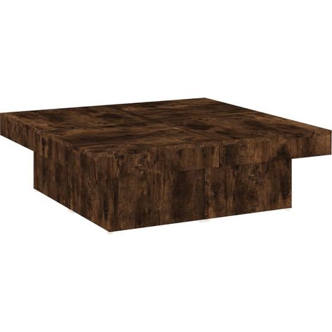 Mesa de centro en 4 partes diferenciadas, estilo de diseño contemporáneo y cálido 90 x 90 x 28 cm, madera de ingeniería marrón DEC038558