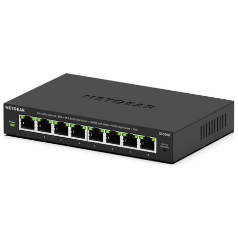 Netgear GS308E, gestionado L2/L3 Gigabit Ethernet (10/100/1000) Negro (1/5)