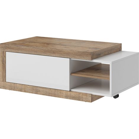 Tavolino da caffè 1 anta Azior bianco e marrone 43,5cm