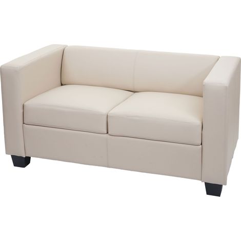 Canapé / sofa Lille, 2 places - simili-cuir, crème