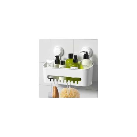 Estante con ventosa - ideal para baños, aseos y cocinas - estante extraíble, 1 pieza, blanco - Crezuo (1/4)