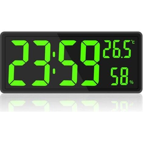 Große digitale Wanduhr mit Temperatur- und Luftfeuchtigkeitsanzeige, digitale Wanduhr mit LED-Ziffern für Schlafzimmer und Büro, gut lesbar auch für ältere Menschen. (1/5)
