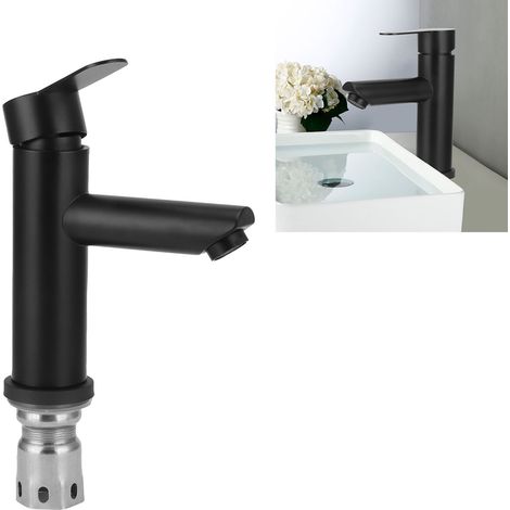 Schwarzer Edelstahl-Wasserhahn G1/2 für Warm- und Kaltwasser, für Waschbecken oder Arbeitsplatten im Badezimmer. (1/5)