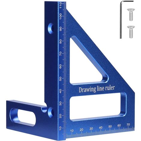 Règle de mesure multi-angles en alliage d'aluminium, pour le travail du bois, équerre, rapporteur, équerre d'onglet 45° à 90°, triangle, trusquin, outil de traçage multifonctionnel pour ingénieurs et (1/5)