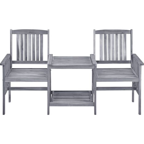 INLIFE Chaises de jardin avec table à thé 159x61x92 cm Bois d'acacia (1/5)