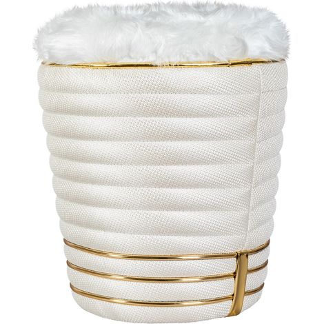 Pouf Doric 345 in tessuto avorio e oro (1/3)