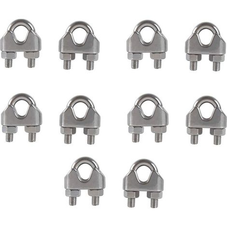 M8 Serre-câbles Etrier U Boulon Clip de Câble 304 Acier inoxydable Selle de pince de Câble Câble métallique Clips pour etendoir linge exterieur10PCS (1/5)