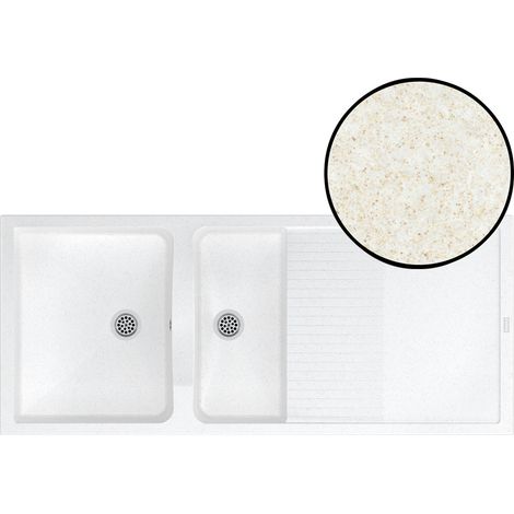CAREA - Concept meuble + évier GIGA 140 à poser – 2 cuves – Minéral CAREA®