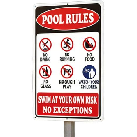 Schild 30x20 cm Metall Vintage Poolseitige Schilder