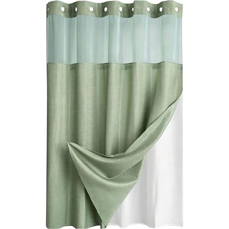 Rideau Pour Douche Salle Bains Rideau De Bain Gaufré Imperméable Avec Rideau Pour Douche Robuste Et Résistant Pour Appartement Maison Box De Douche Dortoir Ferme (1/5)