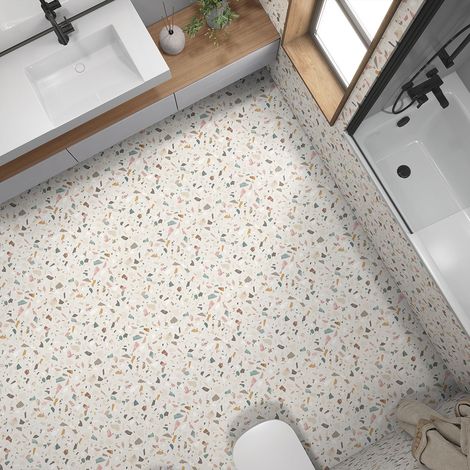 Stickers carrelage de sol anti-dérapant - Motif Terrazzo - 60x60 cm