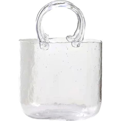 Transparente, handtaschenförmige Vase aus Klarglas für Blumen, geeignet für Heim- und Hochzeitsdekoration – transparente Farbe (1/5)