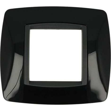 Placca Bombè Nera 502 2M Moduli Compatibile Bticino Living International SD88002-2 (1/2)