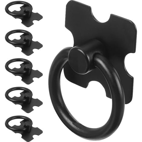 CCYKXAPieces Black Cabinet Knobs, Modern Ring Handles for Drawers, Cupboards and Dressers, Creative Shape, Easy Installation, 3.50 x 3.50 x 0.10 cm (1/5)