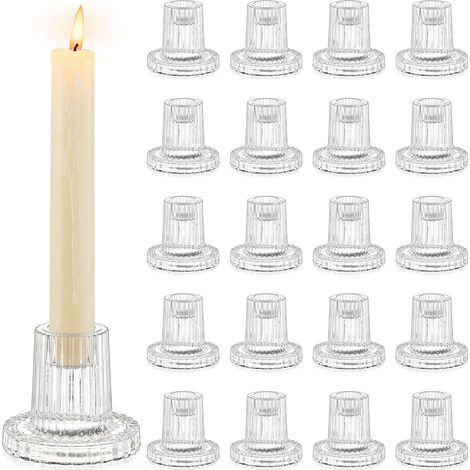 Chandelier Bougeoir Verre Transparent Petite Bougeoir Mariage Decoratif Noel Decoration Maison Supports pour Bougies Coniques Centre de Table Salon Chambre (1/5)
