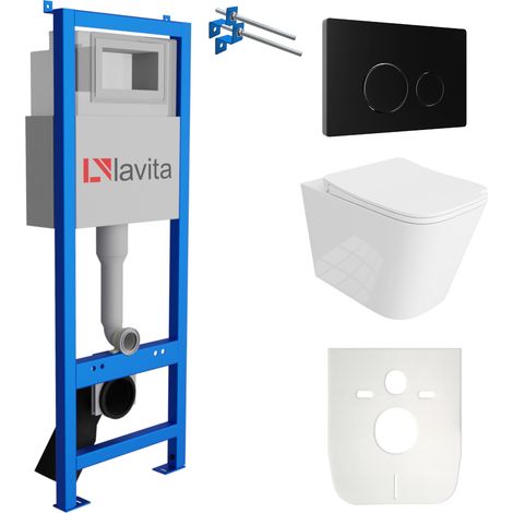 LAVITA WC Set mit Vorwandelement, Wand-WC und Spülknopf (1/5)