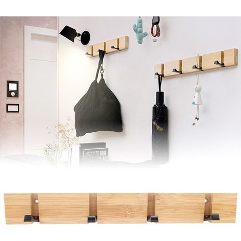 Porte-manteau mural pliable avec crochets, pour porte, décoration de chambre ou d'intérieur (4 crochets) (1/5)