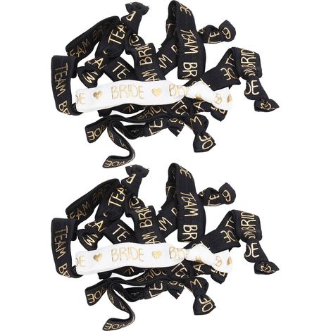 Lot de 22 élastiques à cheveux Bride Trite, ajustables et faciles à transporter, en polyester, pour la décoration de mariage (noir et blanc) HM2242301 (1/5)