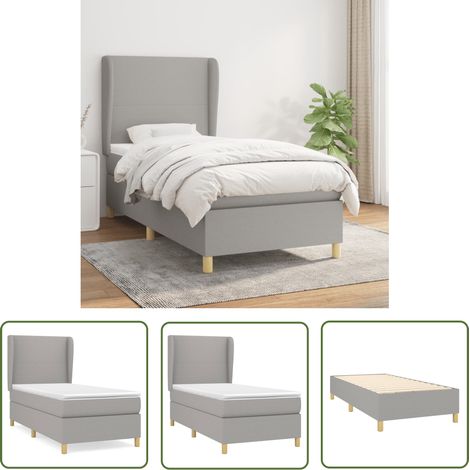 The Living Store Boxspringbett mit Matratze Hellgrau 80x200 cm Stoff - Boxspringbett - Doppelbett - Schlafraum - Bettenrahmen - Lattenrost (1/5)