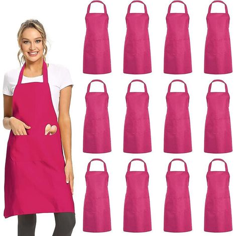 1 pack Plain Bib Aprons With 2 Pockets - Black Unisex Commercial Apron Bulk (1/4)