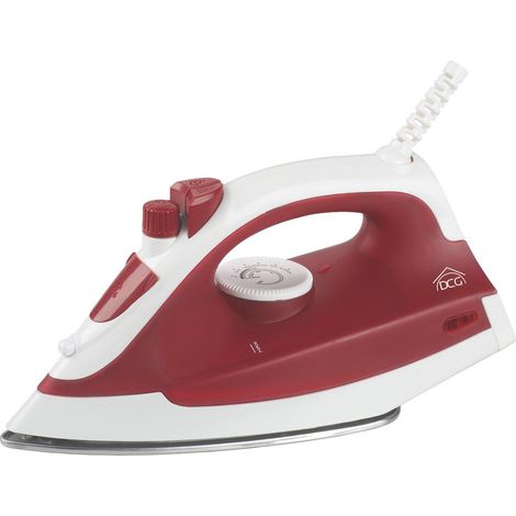 DCG Eltronic DB8010 Bügeleisen Trocken- & Dampfbügeleisen Edelstahl-Bügelsohle 1800 W Rot, Weiß