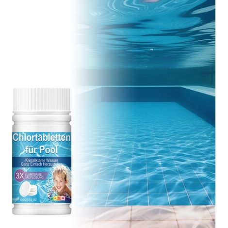 Pool cleaning tablets, inflatable wading pool cleaning sheets, for outdoor swimming pools, water clarification, algae control, and scale removal. Samples available. -- 100g -- BIEMMEDUE (1/5)