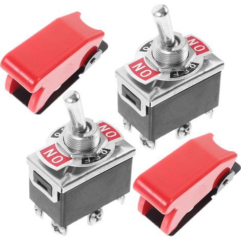 Interrupteur à Bascule pour Prévenir L'activation Accidentelle avec Couvercle de Sécurité Rouge 2 Pièces en Bakélite, Design Unique et Fonction Polyvalente pour Auto (1/5)