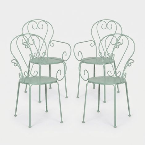 SEDIA GIARDINO ESTERNO ACCIAIO IMPILABILE AZZURRO FROSTY DESIGN VINTAGE 49X49X89 (1/5)