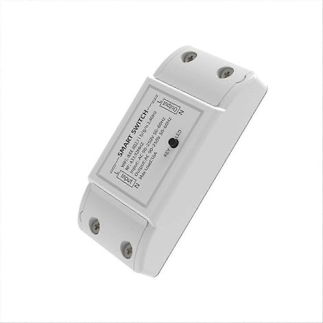 Interrupteur WiFi + 433 MHz, module relais pour domotique, télécommande sans fil, compatible avec application et commande vocale, blanc. (1/5)