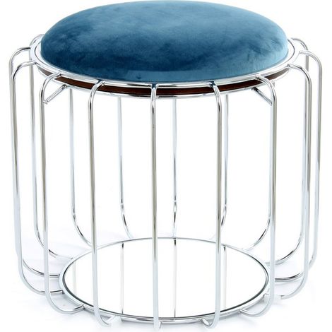 Tavolino e Pouf 2-in-1 Comfortable Petrolio e Argento (1/3)
