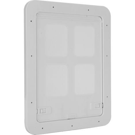 Porte moustiquaire coulissante pour petits chiens et chats avec rabat magnétique pour une ventilation optimale, blanche, grande taille (1/5)