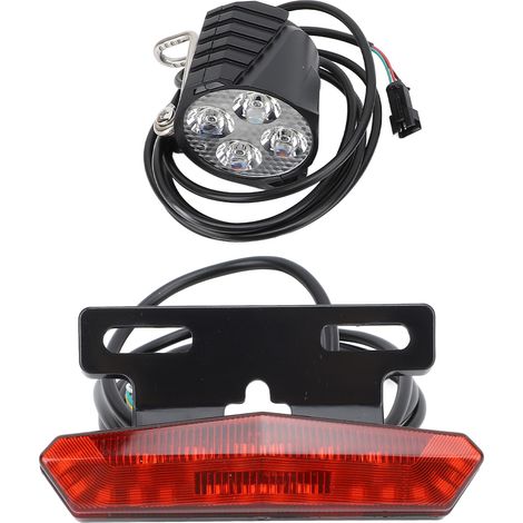 Kit d'éclairage avant et arrière à LED avec klaxon et bouton pour vélo électrique 24-48 V (1/5)