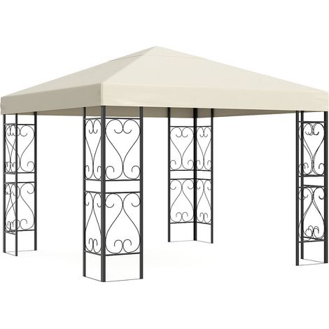 Gazebo da giardino in metallo stile ferro battuto - 9 m² - Nero - FIDALA