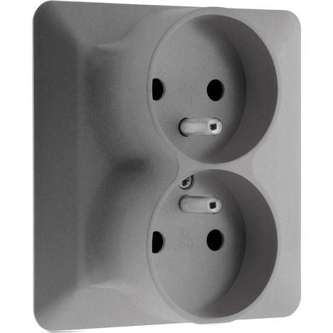 1 Prise Double Monoposte, Design Moderne, Finition Mate, 16A/250V, Bornes Automatiques, Pour Boîte Ø67mm