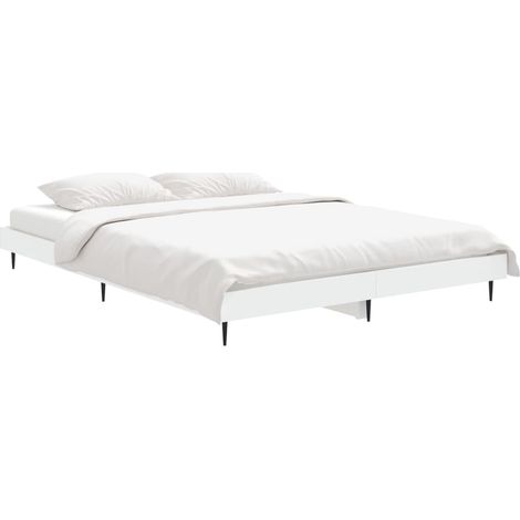 Bed Frame without Mattress White 140x190 cm Engineered Wood vidaXL (1/4)