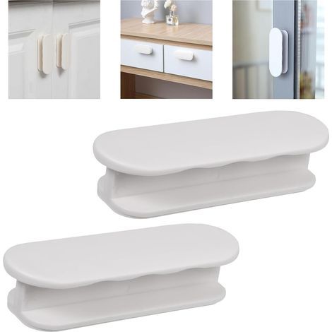 Set mit 2 selbstklebenden Balkontürgriffen – einfach anzubringen – für Balkontüren – zum Aufkleben – Kunststoff – Weiß (1/5)
