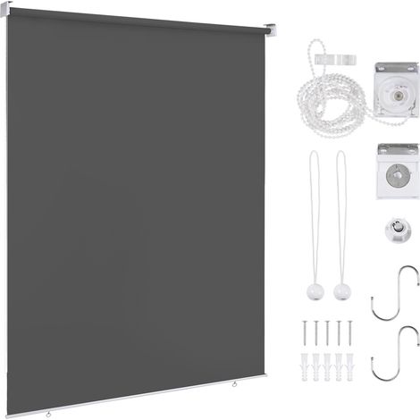 Randaco Senkrechtmarkise Vertikalmarkise Seitenrollo Sichtschutz für Terrasse Balkon Sonnenschutz UV-Beständig Anthrazit 100x140cm