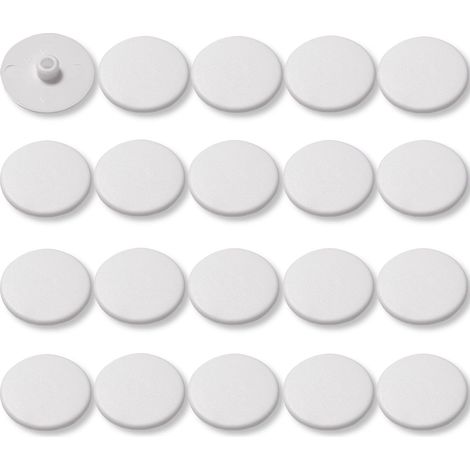 Cyclingcolors – Lot de 20 cache vis SW4 ou PZ2 blanc RAL 9010 – 6 pans creux pour meubles – Finition nette et soignée – Diamètre extérieur 17mm (1/4)