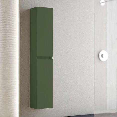 Colonna sospesa in legno a due ante H160 cm CUBE Verde Opaco (1/3)