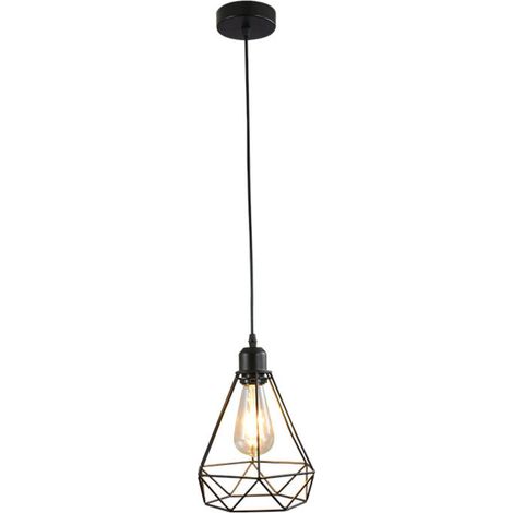 SABIR ANMI Industriel Suspension Luminaire Rétro Lustre Plafonnier Vintage Noir Lampe Cage Éclairage de Plafond Abat-jour en Métal pour Restaurant Salon Chambre Cuisine Bar Couloir, (sans ampoule) [Cl (1/5)