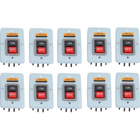 10pcs interrupteur moteur triphasé, laiton conducteur, type encastré, tôle emboutie scellée, bouton poussoir pour coffrets de distribution (1/5)