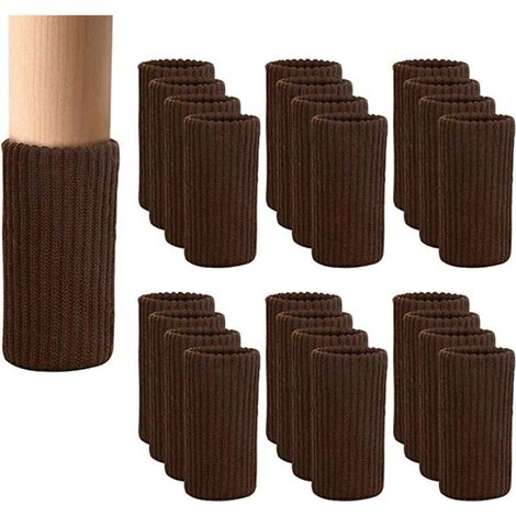 Chaussettes tricotées pour pieds de meubles, 24 pièces, pour éviter les rayures et réduire le bruit (marron) (1/5)