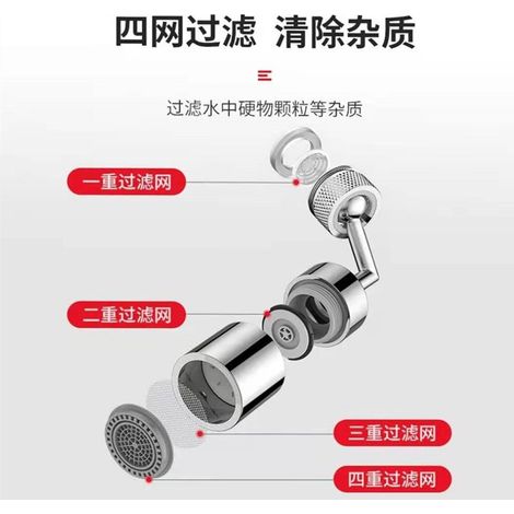 360° Rotatable Universal Faucet for Washbasins, Anti-Splash Head, Extended Aerator for Bathroom Washing - 24mm External Thread Brass Aerator