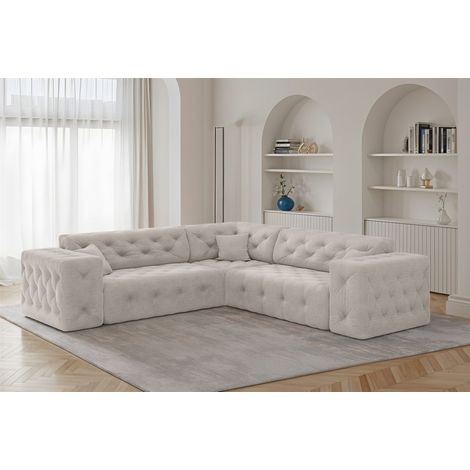 Ecksofa Designersofa CHANTAL in Stoff Moly Creme Seite Universal (1/5)