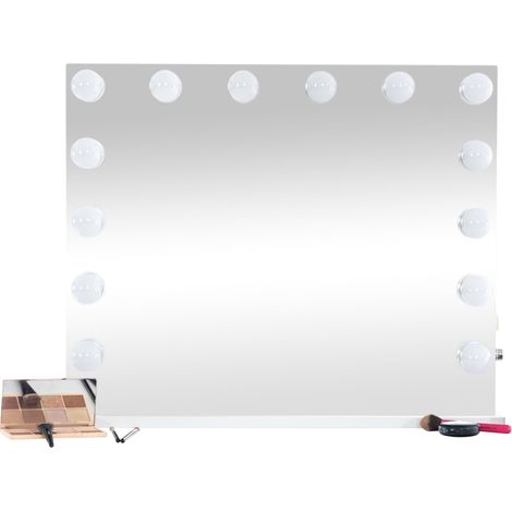 Specchio per il trucco a LED 68x80x16 cm luminosità regolabile plastica bianca 100008963