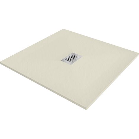 Mexen Hugo Quadratische Duschwanne SMC 100 x 100 cm, beige, Abdeckung aus Inox - 42691010-X (1/5)