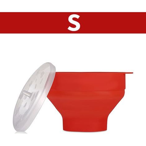 Mikrowellengeeigneter Popcornlöffel aus Silikon, BPA-frei, zusammenklappbar mit Deckel, spülmaschinen- und mikrowellengeeignet, Farbe: Rot (1/5)