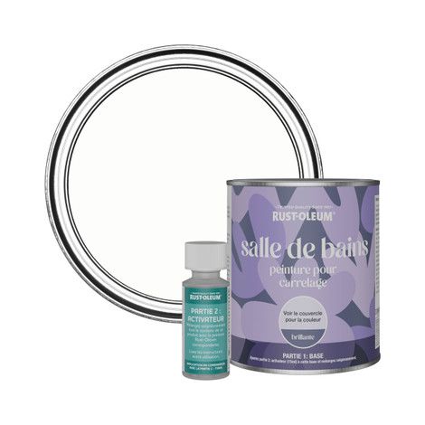 Peinture pour Carrelage de Salle de Bain, Finition Brillante - Craie Blanche 750ml (1/3)